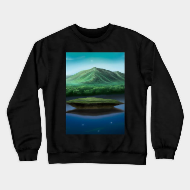 Flying Island Outer Space Crewneck Sweatshirt by maxcode